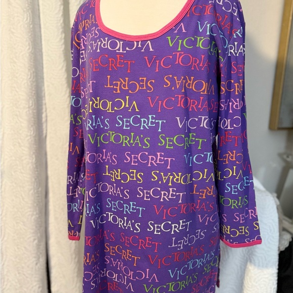 Victoria's Secret Logo Night Shirt Pajamas Long/Short Sleeve Cotton Sz M - Picture 2 of 14